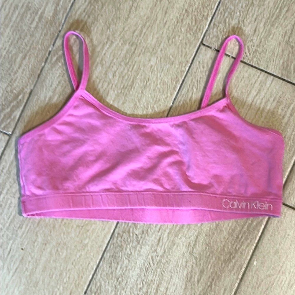Calvin Klein Girls Pink Training Bra with Spaghetti Straps